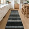 Garvee Washable 5×7 Area Rug for Living Room, Plaid Checkered Non Slip Bedroom Rugs, Ultra Thin Low Pile Striped Indoor Carpet for Dining Room Office, Modern Home Decor Rugs, Taupe(Plaid Modern|black)