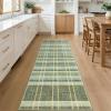 Garvee Washable 5×7 Area Rug for Living Room, Plaid Checkered Non Slip Bedroom Rugs, Ultra Thin Low Pile Striped Indoor Carpet for Dining Room Office, Modern Home Decor Rugs, Taupe(Plaid Modern|green)