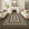 Garvee Washable Non Slip 5×7 Area Rug, Imitation Braided Living Room Carpet, Stain Resistant Low Profile Mat, Vintage Farmhouse Throw Rug for Bedroom Dining Room Under Coffee Table(Brown)
