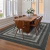 Garvee Washable Non Slip 5×7 Area Rug, Imitation Braided Living Room Carpet, Stain Resistant Low Profile Mat, Vintage Farmhouse Throw Rug for Bedroom Dining Room Under Coffee Table(Dark Brown)