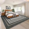 Garvee Washable Non Slip 5×7 Area Rug, Imitation Braided Living Room Carpet, Stain Resistant Low Profile Mat, Vintage Farmhouse Throw Rug for Bedroom Dining Room Under Coffee Table(Dark Brown)