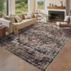 Garvee Washable Rug Blue Brown 8×10 Area Rug for Living Room Vintage Border Style Flat Pile Indoor Rug for Bedroom Dining Room Decor， Blue Brown(Vintage – Brown)