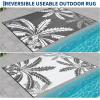 Garvee Waterproof Outdoor Rug 9×12 for Patio, Reversible Modern Area Rug, Large Plastic Straw Mat for Camping, RV, Porch, Backyard, Deck, Picnic, Beach, Black & Brown(Grey & White)