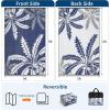 Garvee Waterproof Outdoor Rug 9×12 for Patio, Reversible Modern Area Rug, Large Plastic Straw Mat for Camping, RV, Porch, Backyard, Deck, Picnic, Beach, Black & Brown(Blue & White)