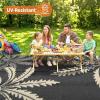 Garvee Waterproof Outdoor Rug 9×12 for Patio, Reversible Modern Area Rug, Large Plastic Straw Mat for Camping, RV, Porch, Backyard, Deck, Picnic, Beach, Black & Brown(Black & Brown)
