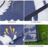 Garvee Waterproof Outdoor Rug 9×12 for Patio, Reversible Modern Area Rug, Large Plastic Straw Mat for Camping, RV, Porch, Backyard, Deck, Picnic, Beach, Black & Brown(Blue & White)
