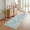 Garvee 10×13 Vintage Area Rug for Bedroom, Large Living Room Rug with Non Slip Backing, Floral Border Stain Resistant Non Shedding Area Rugs Low Pile Soft Mats for Bedroom, Dining Room, Pink(Cottage|blue)