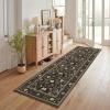 Garvee 10×13 Vintage Area Rug for Bedroom, Large Living Room Rug with Non Slip Backing, Floral Border Stain Resistant Non Shedding Area Rugs Low Pile Soft Mats for Bedroom, Dining Room, Pink(Cottage|chocolate Brown)
