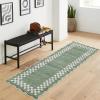 Garvee 5×7 Modern Checkerboard Washable Rug for Entryway Indoor, Bordered Living Room Rug with Non Slip Backing, Stain Resistant Non Shedding Solid Color Area Rugs for Bedroom, Dining Room, Taupe(Scalloped|green)