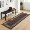 Garvee 5×7 Modern Checkerboard Washable Rug for Entryway Indoor, Bordered Living Room Rug with Non Slip Backing, Stain Resistant Non Shedding Solid Color Area Rugs for Bedroom, Dining Room, Taupe(Scalloped|brown)