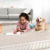 Garvee 5×7 Modern Checkerboard Washable Rug for Entryway Indoor, Bordered Living Room Rug with Non Slip Backing, Stain Resistant Non Shedding Solid Color Area Rugs for Bedroom, Dining Room, Taupe(Z-beige)