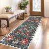 Garvee 8×10 Area Rugs for Living Room 8×10 Floral Washable Rug Vintage Soft Floor Cover Indoor Non Slip Boho Carpet Low Pile Non-Shedding Foldable Rugs for Bedroom Nursery Farmhouse Dorm, Sage(Grey Green)