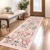 Garvee 8×10 Area Rugs for Living Room 8×10 Floral Washable Rug Vintage Soft Floor Cover Indoor Non Slip Boho Carpet Low Pile Non-Shedding Foldable Rugs for Bedroom Nursery Farmhouse Dorm, Sage(Pink)
