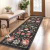 Garvee 8×10 Area Rugs for Living Room 8×10 Floral Washable Rug Vintage Soft Floor Cover Indoor Non Slip Boho Carpet Low Pile Non-Shedding Foldable Rugs for Bedroom Nursery Farmhouse Dorm, Sage(Black)