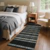 Garvee Washable 5×7 Area Rug for Living Room, Plaid Checkered Non Slip Bedroom Rugs, Ultra Thin Low Pile Striped Indoor Carpet for Dining Room Office, Modern Home Decor Rugs, Taupe(Plaid Modern|black)