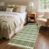 Garvee Washable 5×7 Area Rug for Living Room, Plaid Checkered Non Slip Bedroom Rugs, Ultra Thin Low Pile Striped Indoor Carpet for Dining Room Office, Modern Home Decor Rugs, Taupe(Plaid Modern|green)