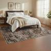 Garvee Washable Rug Blue Brown 8×10 Area Rug for Living Room Vintage Border Style Flat Pile Indoor Rug for Bedroom Dining Room Decor， Blue Brown(Vintage – Brown)