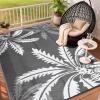 Garvee Waterproof Outdoor Rug 9×12 for Patio, Reversible Modern Area Rug, Large Plastic Straw Mat for Camping, RV, Porch, Backyard, Deck, Picnic, Beach, Black & Brown(Grey & White)