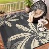 Garvee Waterproof Outdoor Rug 9×12 for Patio, Reversible Modern Area Rug, Large Plastic Straw Mat for Camping, RV, Porch, Backyard, Deck, Picnic, Beach, Black & Brown(Black & Brown)