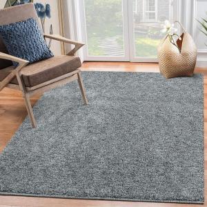 GARVEE Shag Area Rug 8′ x 10′ Non-Shedding Indoor Floor Carpet Modern Plush Area Rug Non-Shedding Non-Slip Large Area Rug Living Room Bedroom Thick Area Rug, Grey
