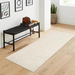 Garvee 5×7 Washable Area Rug for Living Room, Neutral Throw Rugs with Rubber Backing, Non Shedding Stain Resistant Modern Solid Color Rug Low Pile Ultra Soft Foldable Mats for Nursery Bedroom, Beige(Solid Color|beige)