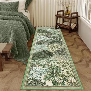 Garvee Forest Rugs 9×12, Washable Soft Non Slip Area Rug for Living Room, Botanical Low Pile Soft Bedroom Rugs Indoor Farmhouse Stain Resistant Floor Rug for Dining Room Office, Dark Green(Forest|beige)