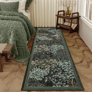 Garvee Forest Rugs 9×12, Washable Soft Non Slip Area Rug for Living Room, Botanical Low Pile Soft Bedroom Rugs Indoor Farmhouse Stain Resistant Floor Rug for Dining Room Office, Dark Green(Forest|black)