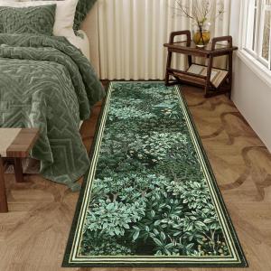Garvee Forest Rugs 9×12, Washable Soft Non Slip Area Rug for Living Room, Botanical Low Pile Soft Bedroom Rugs Indoor Farmhouse Stain Resistant Floor Rug for Dining Room Office, Dark Green(Forest|dark Green)