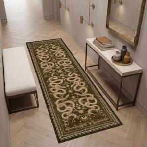 Garvee Snake Gothic 6×9 Area Rug Dark Whimsical Moody Witchy Unique Soft Thin Large Carpet for Living Room Bedroom Dining Room Playroom Indoor Decor Low Pile TPE Backing Taupe(Brown)