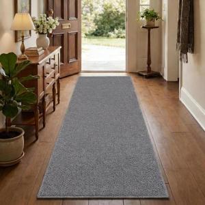 Garvee Textured 5×7 Living Room Rugs Modern Solid Color Washable Bedroom Rug, Non Slip Non Shedding Contemporary Accent Rug Stain Resistant Low Pile Farmhouse Mats for Nursery, Dining Room, Brown(Textured|grey)