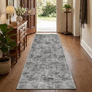 Garvee Textured 5×7 Living Room Rugs Modern Solid Color Washable Bedroom Rug, Non Slip Non Shedding Contemporary Accent Rug Stain Resistant Low Pile Farmhouse Mats for Nursery, Dining Room, Brown(Solid Color|light Grey)