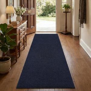 Garvee Textured 5×7 Living Room Rugs Modern Solid Color Washable Bedroom Rug, Non Slip Non Shedding Contemporary Accent Rug Stain Resistant Low Pile Farmhouse Mats for Nursery, Dining Room, Brown(Textured|navy)