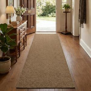 Garvee Textured 5×7 Living Room Rugs Modern Solid Color Washable Bedroom Rug, Non Slip Non Shedding Contemporary Accent Rug Stain Resistant Low Pile Farmhouse Mats for Nursery, Dining Room, Brown(Textured|brown)