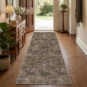 Garvee Textured 5×7 Living Room Rugs Modern Solid Color Washable Bedroom Rug, Non Slip Non Shedding Contemporary Accent Rug Stain Resistant Low Pile Farmhouse Mats for Nursery, Dining Room, Brown(Solid Color|brown)