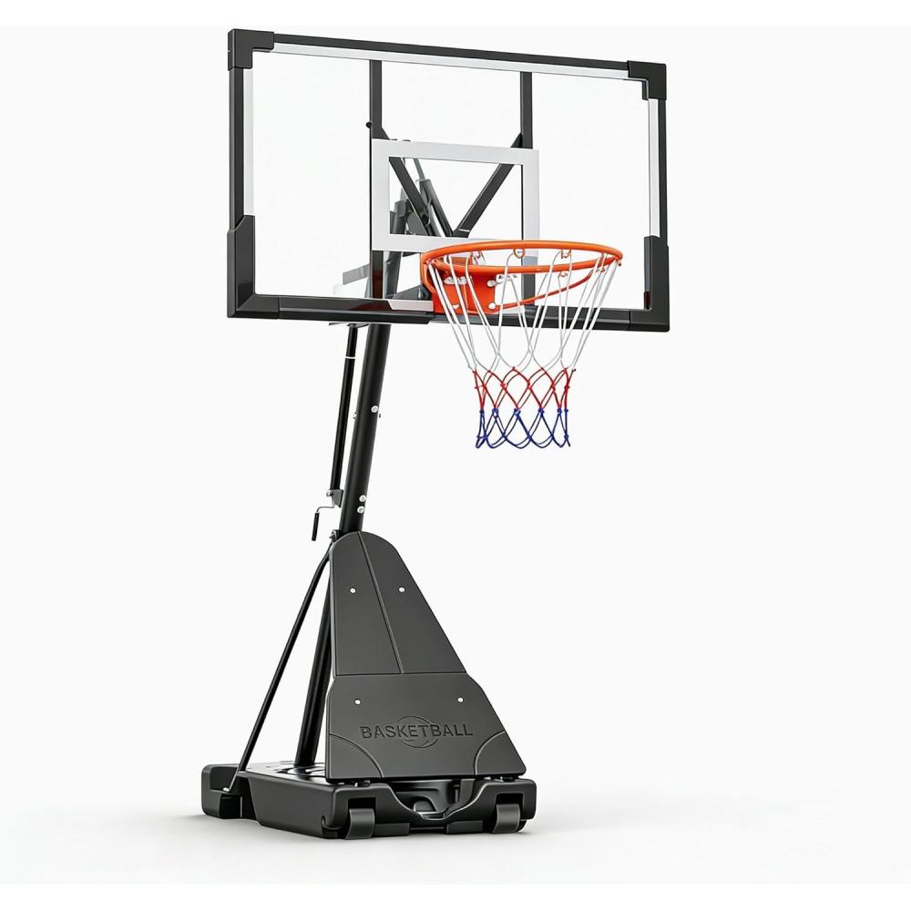 image:imageGarvee Basketball Hoop Outdoor Portable 4448 Inch Backboard 49210ft Quickly Adjustable Basketball Goal System with Wheels for CourtBackyardDrivewayBlack