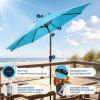 Garvee 10FT Patio Umbrella with 32 Solar LED Lights, Outdoor Table Market Umbrella with Tilt and Crank, 8 Sturdy Iron Ribs Sun Shade for Garden, Deck, Backyard and Pool, Turquoise Blue(Turquoise Blue)