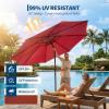 Garvee 10FT Patio Umbrella with 32 Solar LED Lights, Outdoor Table Market Umbrella with Tilt and Crank, 8 Sturdy Iron Ribs Sun Shade for Garden, Deck, Backyard and Pool, Turquoise Blue(Red)