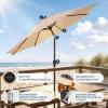 Garvee 10FT Patio Umbrella with 32 Solar LED Lights, Outdoor Table Market Umbrella with Tilt and Crank, 8 Sturdy Iron Ribs Sun Shade for Garden, Deck, Backyard and Pool, Turquoise Blue(Beige)