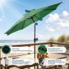 Garvee 10FT Patio Umbrella with 32 Solar LED Lights, Outdoor Table Market Umbrella with Tilt and Crank, 8 Sturdy Iron Ribs Sun Shade for Garden, Deck, Backyard and Pool, Turquoise Blue(Dark Green)