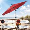 Garvee 10FT Patio Umbrella with 32 Solar LED Lights, Outdoor Table Market Umbrella with Tilt and Crank, 8 Sturdy Iron Ribs Sun Shade for Garden, Deck, Backyard and Pool, Turquoise Blue(Red)