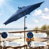Garvee 10FT Patio Umbrella with 32 Solar LED Lights, Outdoor Table Market Umbrella with Tilt and Crank, 8 Sturdy Iron Ribs Sun Shade for Garden, Deck, Backyard and Pool, Turquoise Blue(Navy Blue)