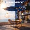 Garvee 10FT Patio Umbrella with 32 Solar LED Lights, Outdoor Table Market Umbrella with Tilt and Crank, 8 Sturdy Iron Ribs Sun Shade for Garden, Deck, Backyard and Pool, Turquoise Blue(Navy Blue)