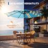 Garvee 10FT Patio Umbrella with 32 Solar LED Lights, Outdoor Table Market Umbrella with Tilt and Crank, 8 Sturdy Iron Ribs Sun Shade for Garden, Deck, Backyard and Pool, Turquoise Blue(Turquoise Blue)