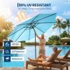 Garvee 10FT Patio Umbrella with 32 Solar LED Lights, Outdoor Table Market Umbrella with Tilt and Crank, 8 Sturdy Iron Ribs Sun Shade for Garden, Deck, Backyard and Pool, Turquoise Blue(Turquoise Blue)