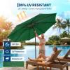 Garvee 10FT Patio Umbrella with 32 Solar LED Lights, Outdoor Table Market Umbrella with Tilt and Crank, 8 Sturdy Iron Ribs Sun Shade for Garden, Deck, Backyard and Pool, Turquoise Blue(Dark Green)