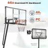 Garvee Basketball Hoop Outdoor Portable 44/48 Inch Backboard, 4.92-10ft Quickly Adjustable Basketball Goal System with Wheels for Court/Backyard/Driveway(Black)