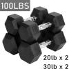 Hex Dumbbells Set for Home Gym – PVC/PEV Coated, Anti-Roll Design, Non-Slip Grip, Cast Iron Core – Versatile Strength Training Weights, 100LB Total (25LB×2+30LB×2)(100 Lb Set(Pair of 20  30))
