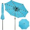 Garvee 10FT Patio Umbrella with 32 Solar LED Lights, Outdoor Table Market Umbrella with Tilt and Crank, 8 Sturdy Iron Ribs Sun Shade for Garden, Deck, Backyard and Pool, Turquoise Blue(Turquoise Blue)
