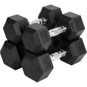 Hex Dumbbells Set for Home Gym – PVC/PEV Coated, Anti-Roll Design, Non-Slip Grip, Cast Iron Core – Versatile Strength Training Weights, 100LB Total (25LB×2+30LB×2)(100 Lb Set(Pair of 20  30))