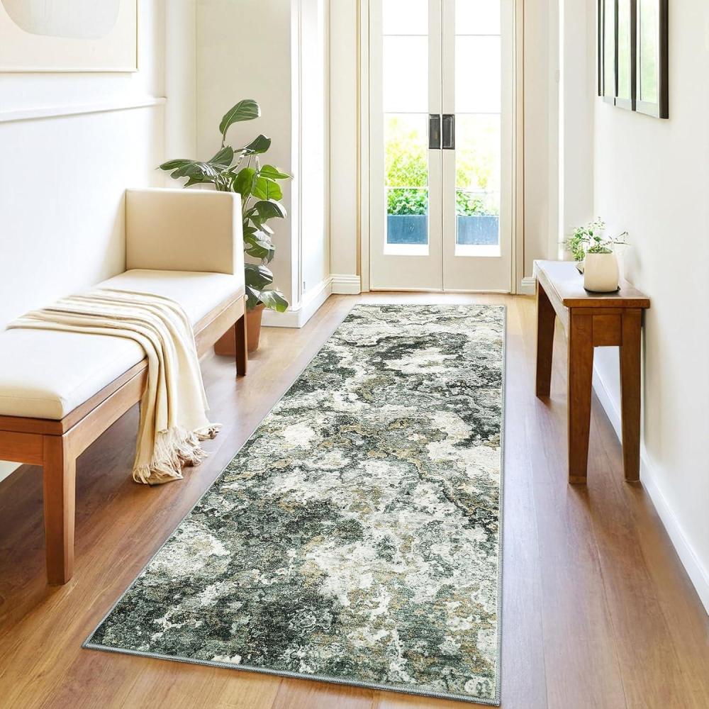 image:imageGarvee Abstract 2x6 Runner Rug Washable Non Slip Kitchen Runner Soft Modern Low Pile Area Rugs for Hallway Indoor Contemporary Accent Carpet for Bathroom Laundry BlueAbstract Ruggreen